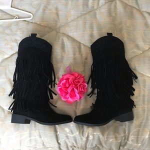 Adriana New York Black Fringe Boots Size 9